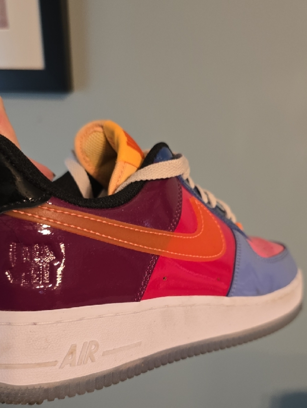 Nike Undefeated X Air Force One Women Colorblock Athletic Sneakers - Pink & Blue - Picture 3 of 7